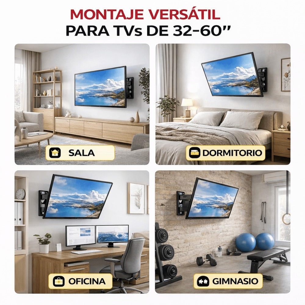 AOREX Soporte TV de Pared Pantallas de 32-60 Pulgadas, Articulado Inclinable y Giratorio, hasta 31.8 kg, MAX VESA 400x400mm