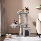 Costoffs Árbol de Gato con Plataforma de Altura de 87 Cm Árbol de Escalada con Cueva Cesta Postes de Sisal