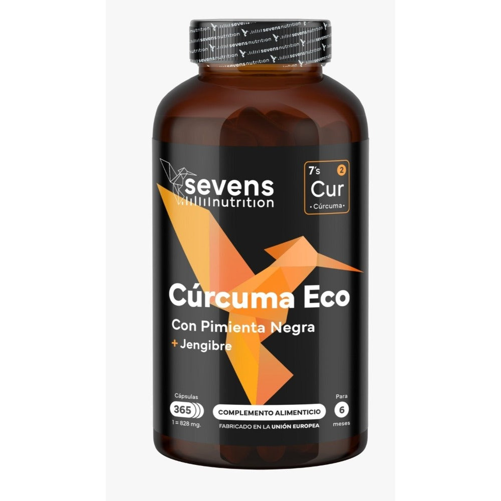 Pack 2x Cúrcuma ECO con Jengibre y Pimienta Negra – 1410 mg por dosis – 730 Cápsulas Veganas – Formato Ahorro XL – Sevens Nutrition