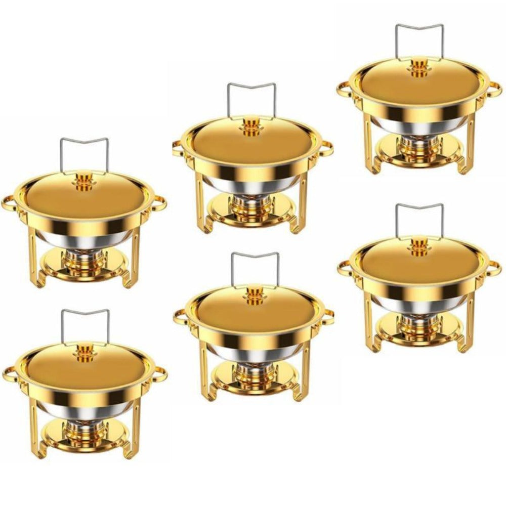 Enfriador de Alimentos de Acero Inoxidable Dorado 1/2/4/6, Contenedor de Catering para Buffet con Tapa para Boda/Banquete de Año Nuevo, Exclusivamente para Cocinar (exclusivamente para cocinar)