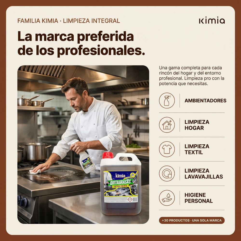 KIMIA - Quita Grasas Extra Fuerte 5L | Quitagrasas Concentrado | Desengrasante Profesional | Potente y Versátil | Desengrasante para Diversas Superficies | Alta Eficacia