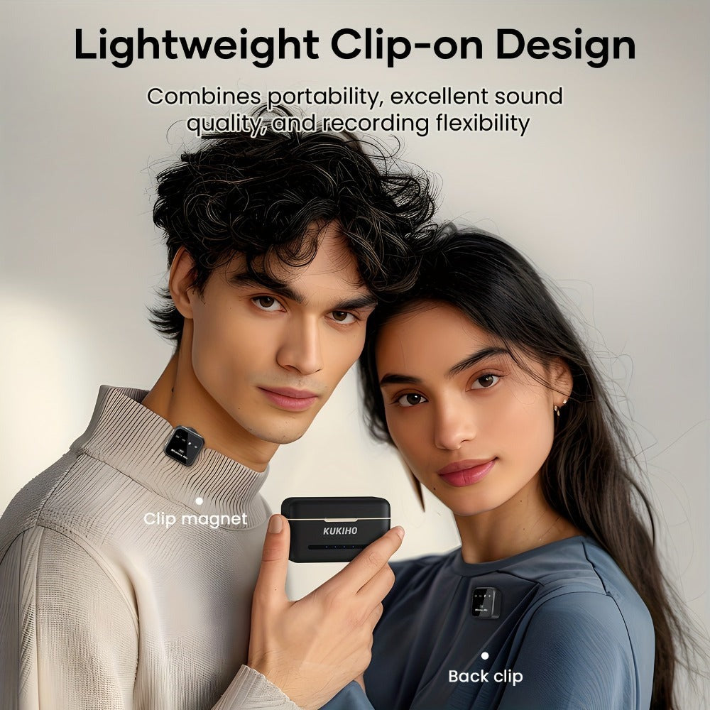 Micrófono Lavalier Inalámbrico para iPhone iPad Android con Estuche de Carga, 80H de Batería, Cancelación de Ruido, Alcance de 49.99 metros, Micrófono de Solapa con Clip Plug-Play para Grabación de Video, Vlog, Transmisión en Vivo