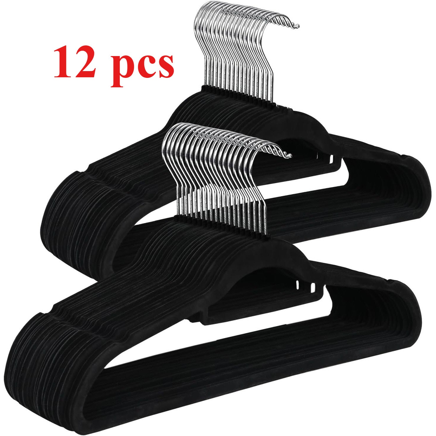Perchas de terciopelo paquete de 48 perchas antideslizantes, 44 x 23cm , perchas con muescas anchas de hombro, barra para pantalones, gancho giratorio de 360°, ahorro de espacio