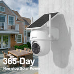 Cámaras Exteriores Inalámbricas ANRAN 3MP con Panel Solar Autónomo, Foco para Iluminación en Condiciones de Oscuridad, Movimiento Panorámico de 355° y Función de Inclinación de 90° para Vigilancia Ajustable, Sistema de Detección de Humanos PIR para Detecc