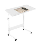 Mesa auxiliar con ruedas 60X40 cm Mesa para portátil Mesa Auxiliar de Altura Ajustable para Dormitorio Mesita de Noche Móvil Diseño Compacto que Ahorra Espacio