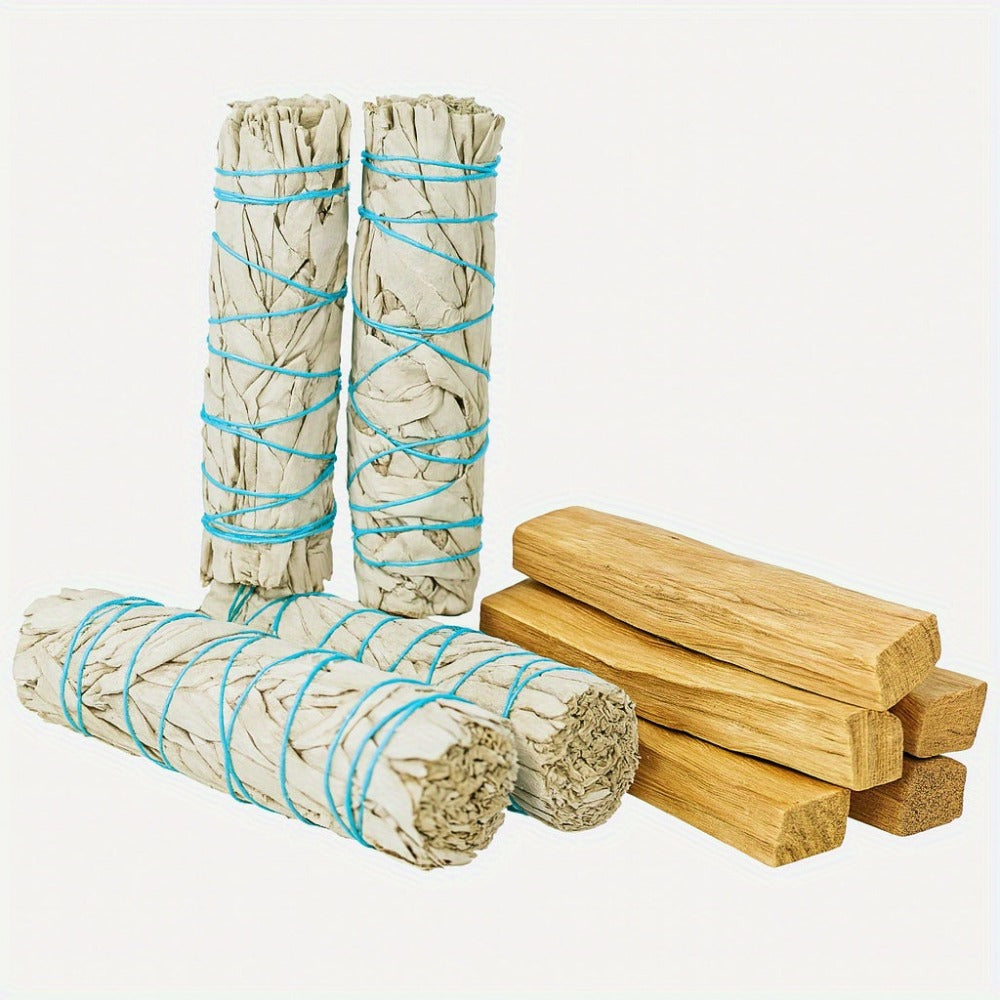 Kit de Limpieza y Purificación del Hogar con Salvia Blanca, Palo Santo - Kit de Fumigación con Varilla de Salvia