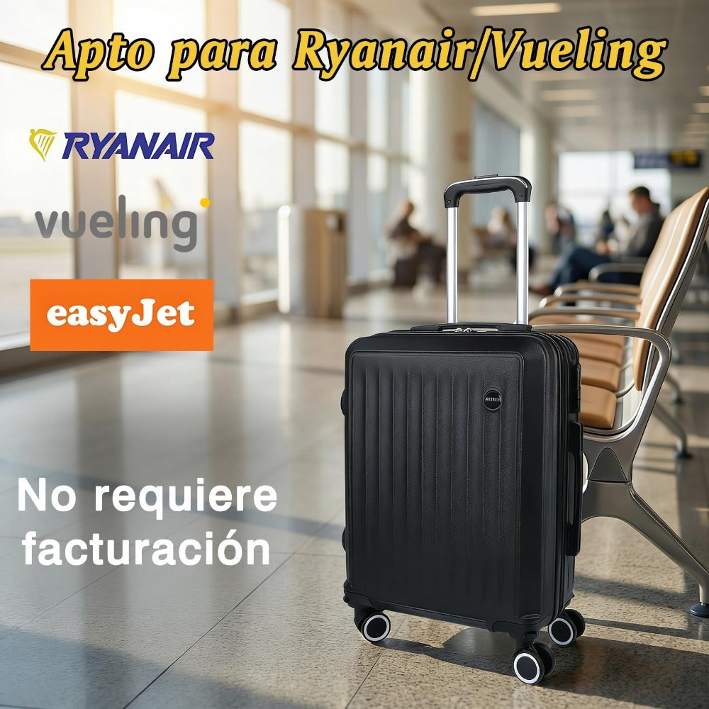 Maleta De Cabina Exclusiva Para Vuelos Europeos, Ideal Para Vacaciones De Verano Y Viajes A La Playa. Dimensiones Precisas De 55×40×20 Cm, Diseño Rígido Resistente Con 4 Ruedas Giratorias 360°, Tirador Telescópico Suave Y Cerradura De Seguridad. Ligera Y