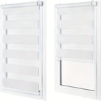 2 unidades de persianas enrollables dobles blancas, cortinas dobles de protección solar, persianas enrollables de cebra, sin perforación con fijación de abrazaderas, translúcidas, opacas, regulación de la luz, decoración del hogar, cortinas para dormitori