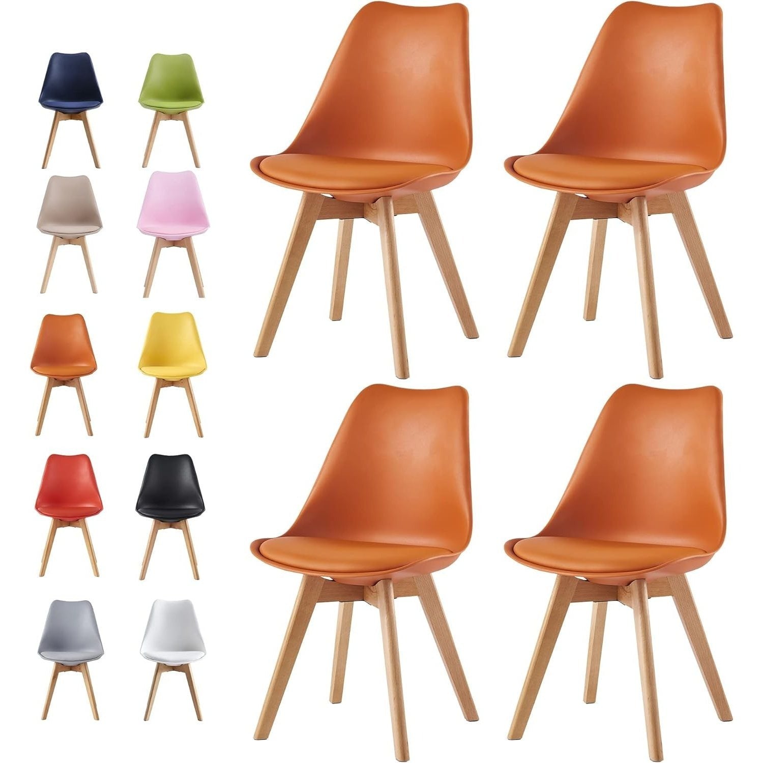 Sillas de comedor MCC Direct en juego de 4 piezas, sillas de cocina, sillas de oficina, silla de concha de diseño, "Eva" disponible en 7 colores de moda