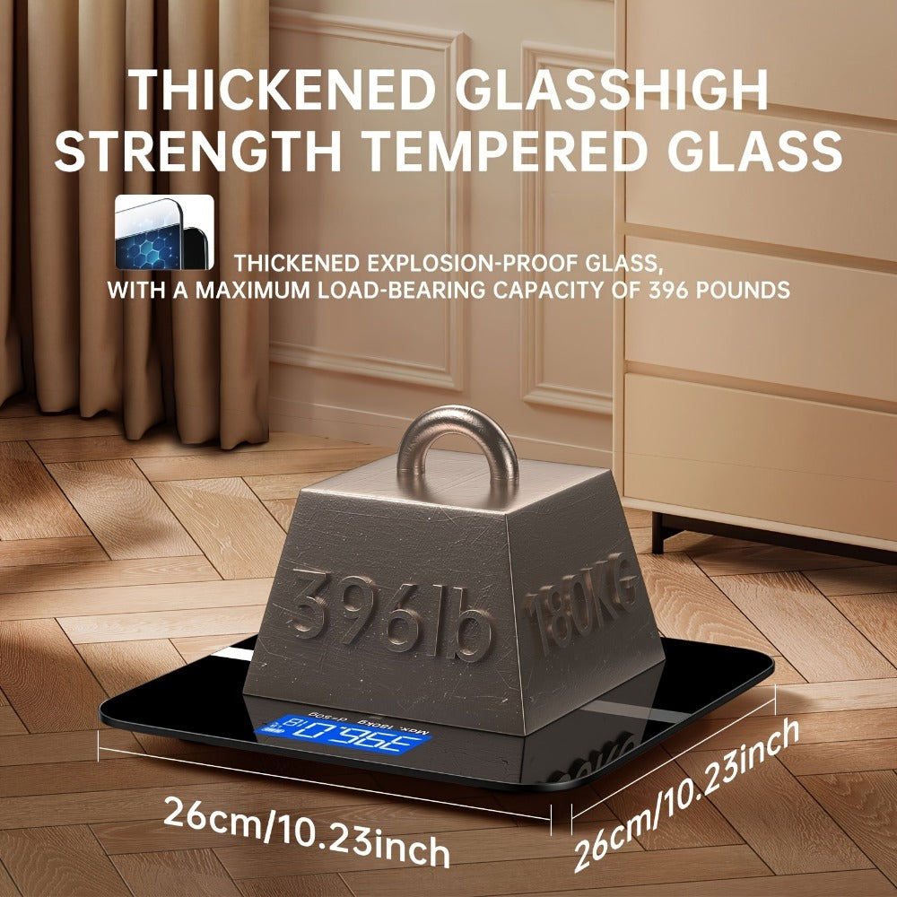 Báscula Electrónica de Peso, Báscula Digital para Baño de 179,62 kg, Báscula de Alta Precisión con Pantalla LCD de Alta Definición y Visualización de Temperatura (Intercambiable entre KG y Escala), Plataforma Ultra Ancha, Pesaje Electrónico de Alta Precis