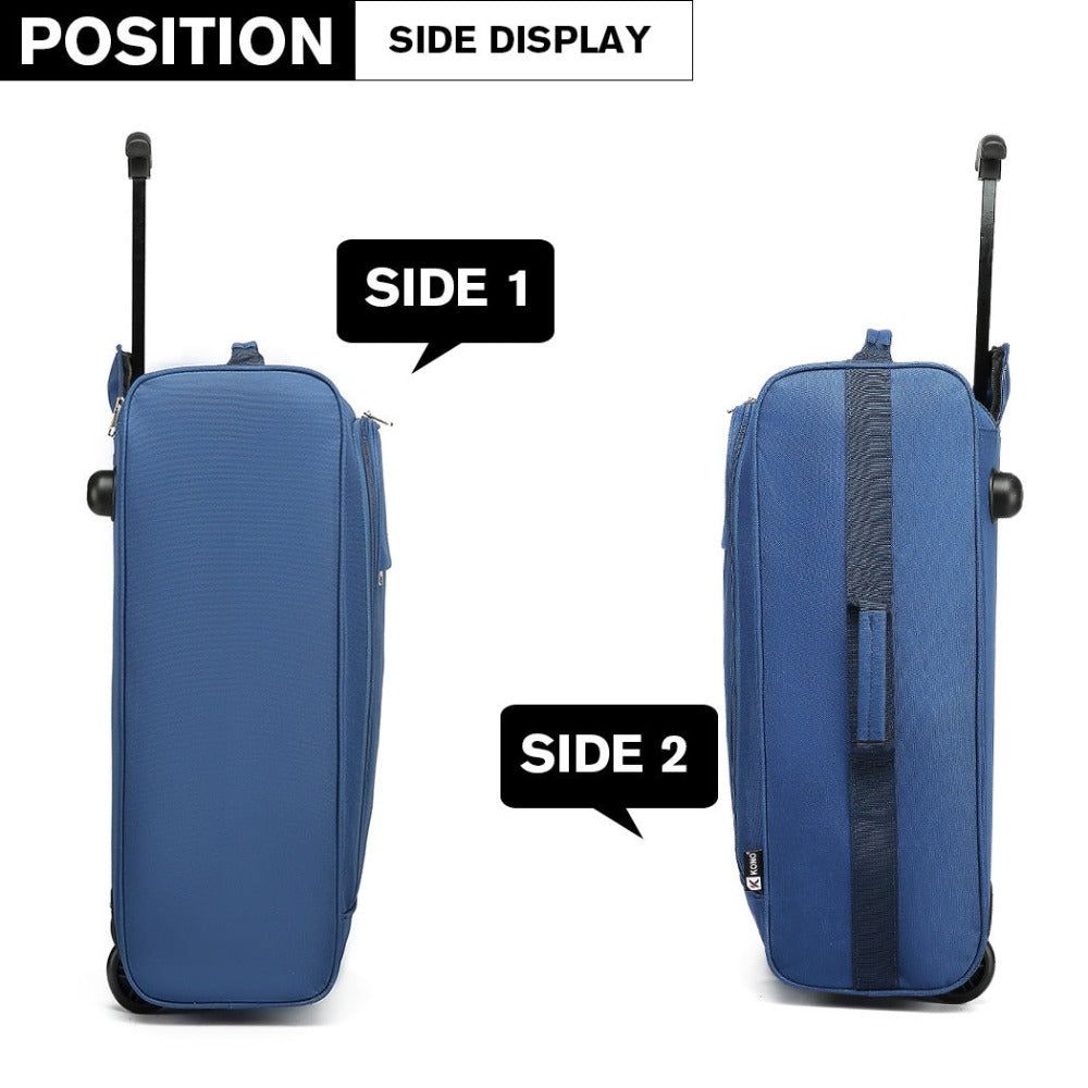 Maleta de cabina ligera tipo trolley, equipaje de mano, maleta blanda, maleta pequeña para equipaje de mano de avión para Lufthansa, Eurowings, Ryanair, maleta con ruedas tipo trolley de tela, 53 x 36 x 18 cm, azul, regalo de vuelta al cole y de vacacione