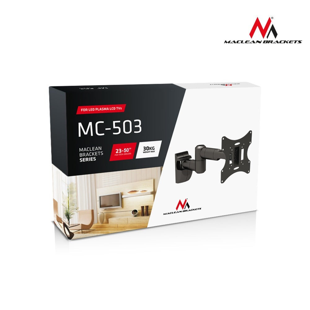 Soporte de pared para TV universal de 23 a 50 pulgadas, máximo 30 kg, ensamblaje completo Maclean MC-503A S