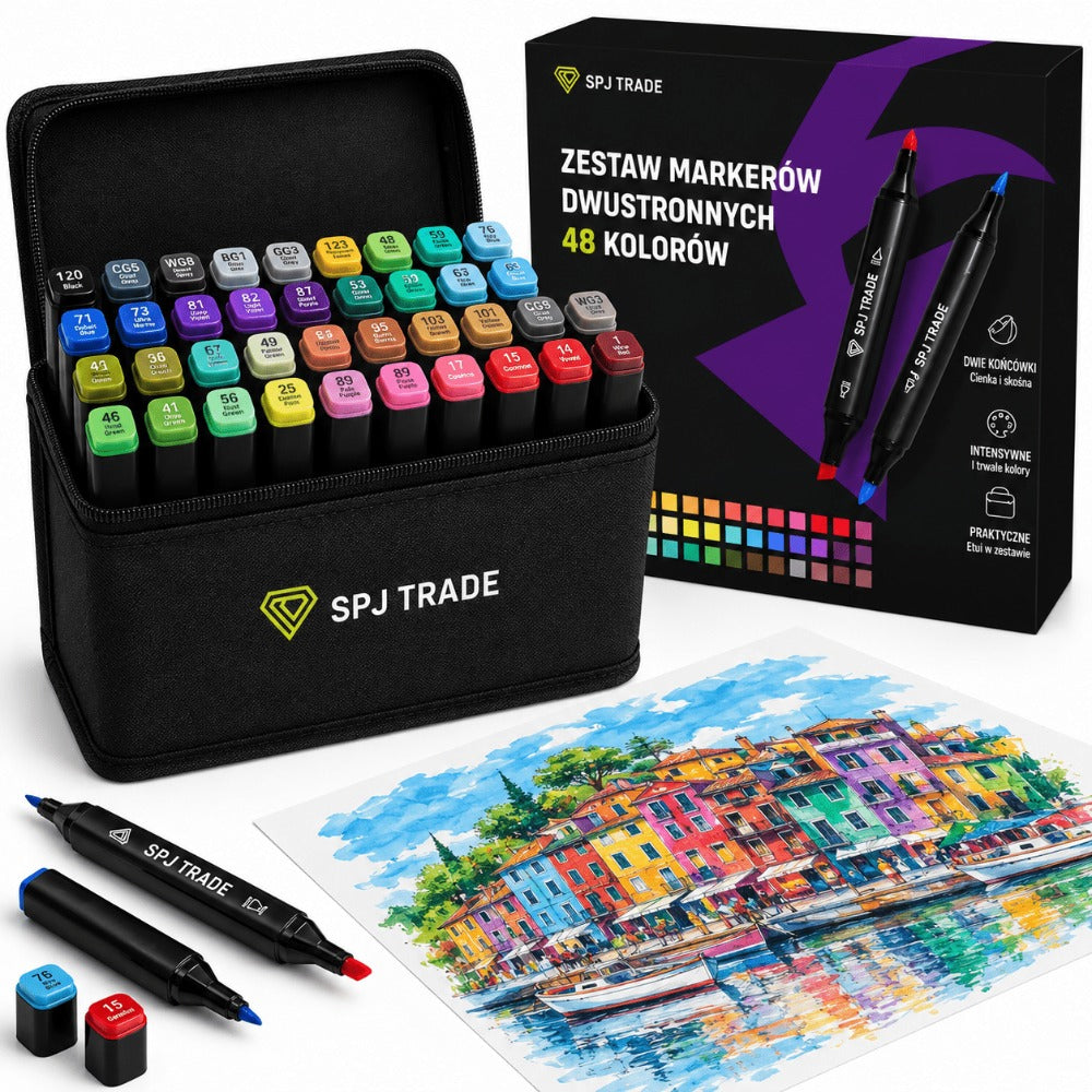 Set de 48 Marcadores de Doble Punta, 48 Colores, Marcadores Profesionales para Dibujo, Bocetos y Caligrafía, Marcadores Artísticos con Puntas Finas y Gruesas, Secado Rápido, Colores Intensos, Ideal para Artistas, Estudiantes y Aficionados, Marcadores para