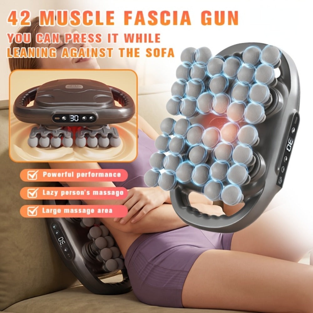 Masajeador multifuncional de 12/42 cabezales, masajeador eléctrico corporal, compresa caliente, relaja músculos, apto para cuello, hombros, espalda y piernas, 9 modos de ajuste, pistola masajeadora, apto para fitness en casa, deportes al aire libre, relaj