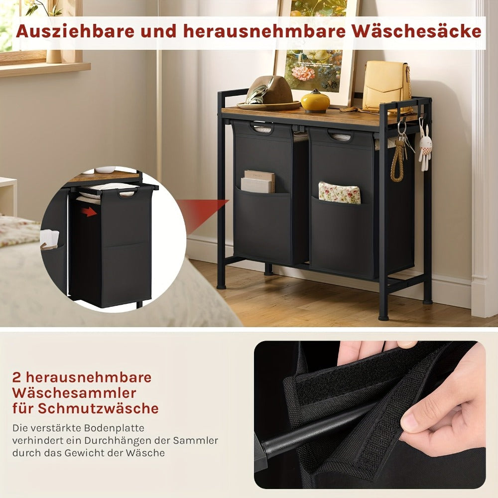Cesto de lavandería con compartimentos, recolector de ropa sucia con estructura de metal, cesto para ropa sucia, bolsa de lavandería de tela Oxford desmontable, clasificador de ropa, contenedor de lavandería, para baño, dormitorio, cestos de lavandería