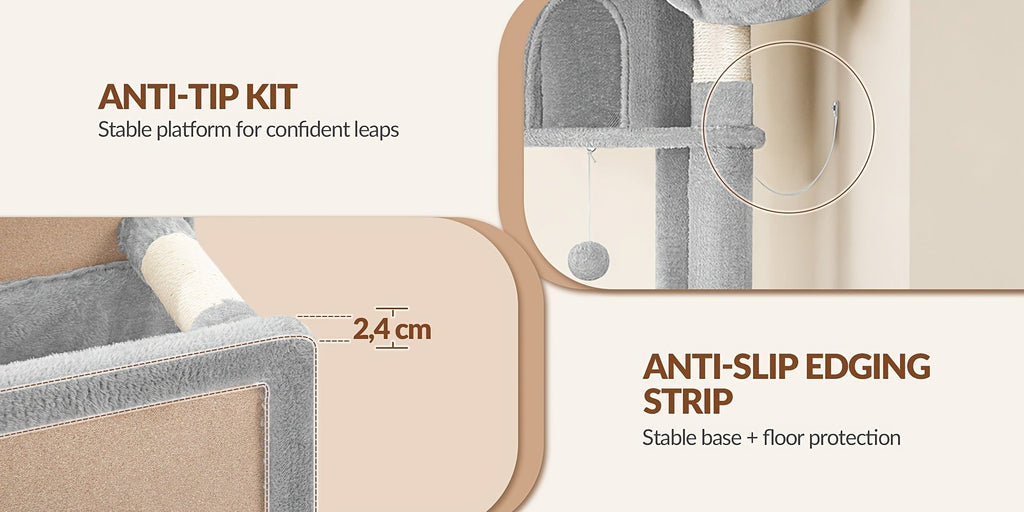 Rascador Grande para Gatos, Rascador de 216 Cm, Gatos Grandes, Estable con Rascadores, 2 Casas Cómodas para Gatos, 2 Perchas, 2 Cestas, Hamaca, Para Uso en Interiores