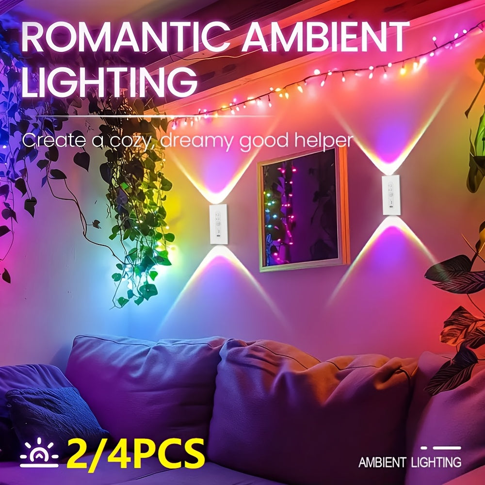 Luces nocturnas con sensor de movimiento para dormitorio baño pasillo y armario | 4 piezas y 7 Colores y Recargable