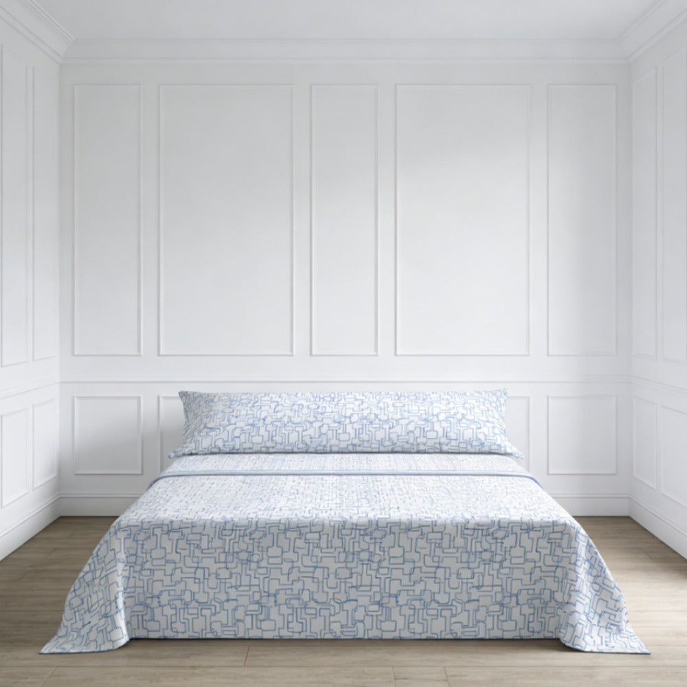 Juego de cama de tres piezas apto para todas las estaciones, que incluye una sábana, una sábana ajustable y fundas de almohada. Medidas: 90 cm, 105 cm, 135 cm, 150 cm y 180 cm.
