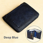 Cartera de Cuero Genuino para Hombre con Juego de Tarjetas de Bendición, Bloqueo RFID, Ultra Delgada, Piel de Vaca de Primera Calidad, Porta Tarjetas de Identificación y Crédito Multifuncional Compacto, Regalo para Navidad, Día de San Valentín y Día del P