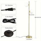 Lámpara de Pie Industrial Moderna con Interruptor de Pie y Pantalla de Vidrio - Lámpara de Mesa de Metal Resistente, Ideal para Sala de Estar u Oficina - Blanco/, Portalámparas E27 (Bombilla No Incluida)
