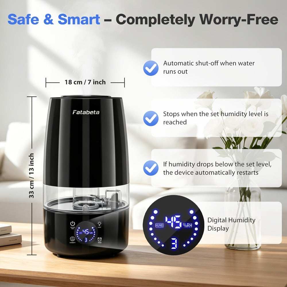 Pantalla para humidificador y difusor de aromas supergrande de 4.5L, funcionamiento silencioso, apagado automático y temporizador, adecuada para dormitorio, sala de estar, oficina, depósito extraíble, filtro de cerámica, carcasa de ABS, para humidificador