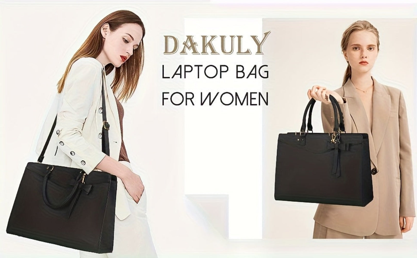 Bolso de Mano y Maletín para Portátil Grande de 39.62 cm para Mujeres Dakuly - Bolso de Trabajo Elegante con Correa Desmontable, Herrajes de Un Solo Tono, Bolsillo Acolchado para Tableta/Portátil - Bolso de Negocios Profesional para Abogados, Oficina, Via