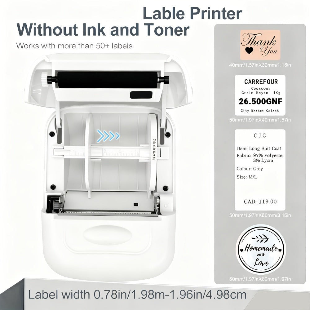 Impresora Térmica Portátil Mini Inalámbrica con Múltiples Plantillas, 1 Rollo de Papel Incluido, Conexión Inalámbrica a Smartphones y Computadoras, para Uso en Hogar y Oficina, Recargable por USB