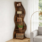Estantería de esquina, moderna estantería de pared de esquina de 5 niveles, elegante estantería pequeña de esquina para libros, estante de almacenamiento, soporte para plantas con forma única para trastero, oficina, (1 pieza, blanca), mini estantería, est