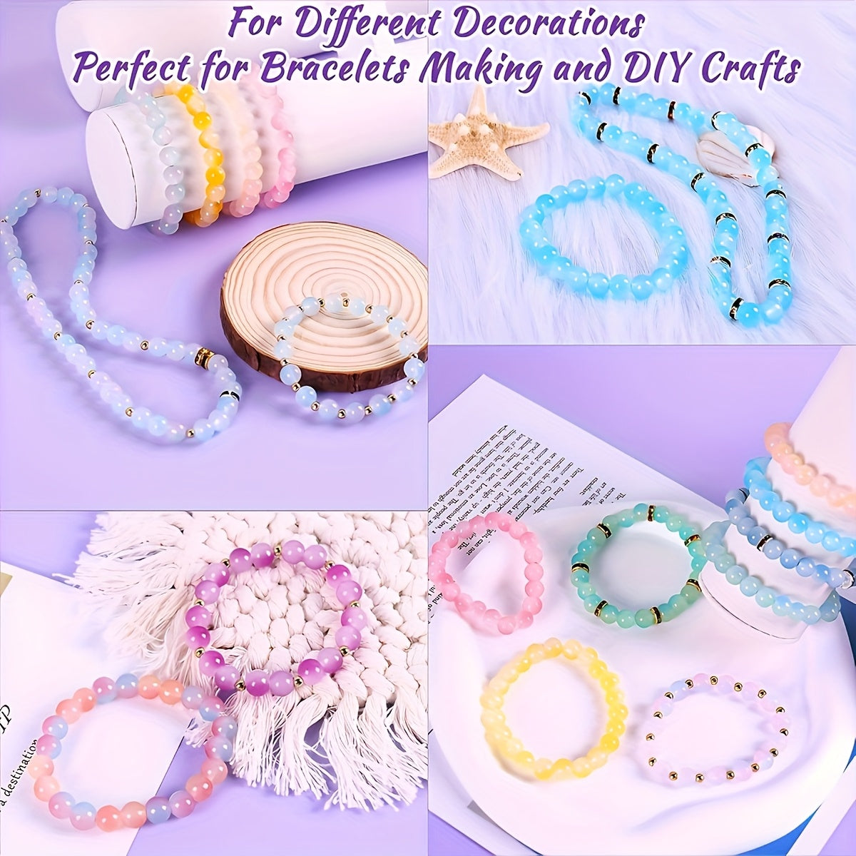 Kit de 24 piezas para hacer joyas con cuentas de cristal, cuentas redondas de colores mixtos, materiales de bricolaje para pulseras, collares y aretes, cuentas no tóxicas que cumplen con RSL aptas para principiantes, incluye hilo elástico y herramientas,