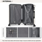 Juego de 3 maletas beige con diseño de panda, equipaje rígido de ABS para camping con ruedas giratorias y cerradura de combinación, regalo para la vuelta al cole, Black Friday, Día de Acción de Gracias y Navidad