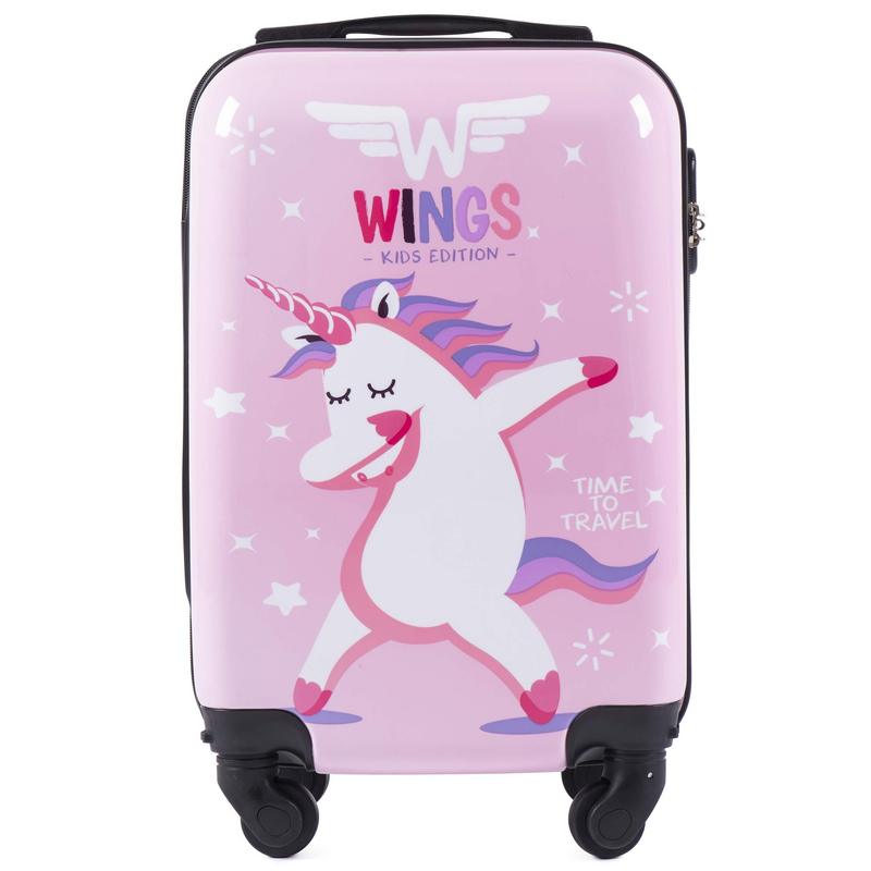 Maleta para Niñas, Tamaño Cabina, Dura, Aprox. 50X30X20 Cm / 18" Pulgadas, UNICORN, Cerradura con Código, ASA TELESCÓPICA, 4 Ruedas 360° ROSA