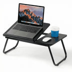 Mesa plegable para cama y sofá con altura ajustable de 5 niveles, bandeja con superficie ajustable y portavasos, mesa pequeña multifunción para ordenador, libros, trabajo y estudio en casa (56x32x25cm)