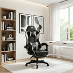 Silla de gaming ergonómica con inclinación ajustable y reposapiés, silla de oficina con reposacabezas y soporte lumbar, hecha de material duradero, ideal para trabajo y ocio
