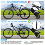 Remolque de carga para bicicleta, remolque 2 en 1 para bicicleta, carrito de compras, carretilla, marco de acero de aleación, ligero y plegable con neumáticos de aire de 30 cm, capacidad de carga de 20 kg