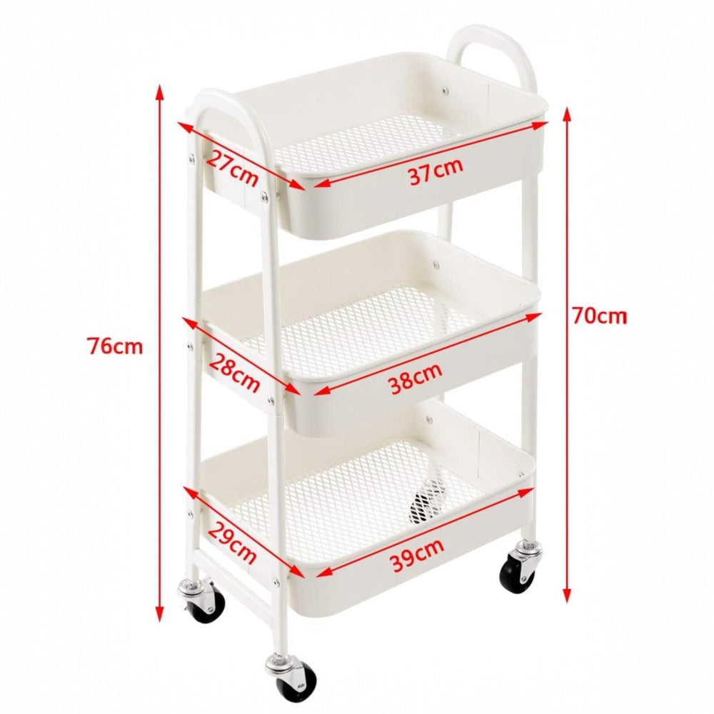 Estantera Metlica Modular de Almacenaje: Organizacin Verstil para Espacios Amplios y Compactos - Acero Galvanizado + 4 Baldas MDF, 70 x 39 x 29cm - 100Kg por Balda Estanteria cesta cesto de Fruta o Multiuso de 3 pisos ( fruta-001)