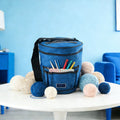 Bolso de Ganchillo Grande XL con Organizador de Hilos para 7 - Tote Portátil para Manualidades, Ideal para Suministros de Tejido y Crochet, Bandolera, Bolsa de Almacenamiento de Hilos para Patrones de Tejido, Ganchos, Agujas, Tela para Aficionados y Artes