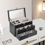 Estuche de moda para gafas, caja para reloj, joyero y almacenamiento para 12 anteojos