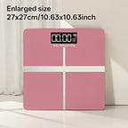 Báscula de baño de alta precisión, báscula electrónica de cuerpo con pantalla LCD ultradelgada con visualización de temperatura, inicio automático al pesar, pesaje hasta 180 kg, cambio de unidad LB/KG, diseño de plataforma de vidrio templado antideslizant