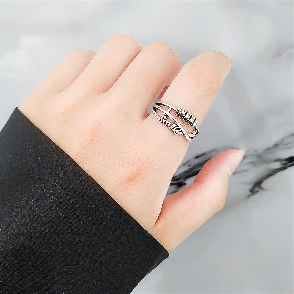 Anillo de ansiedad para mujer, anillo giratorio de acero inoxidable, anillo de meditación ajustable
