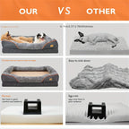 Cama para perros | Cama para perros de espuma viscoelástica L/XL/XXL/XXXL, sofá ortopédico y para mascotas, cojín con respaldo lavable con