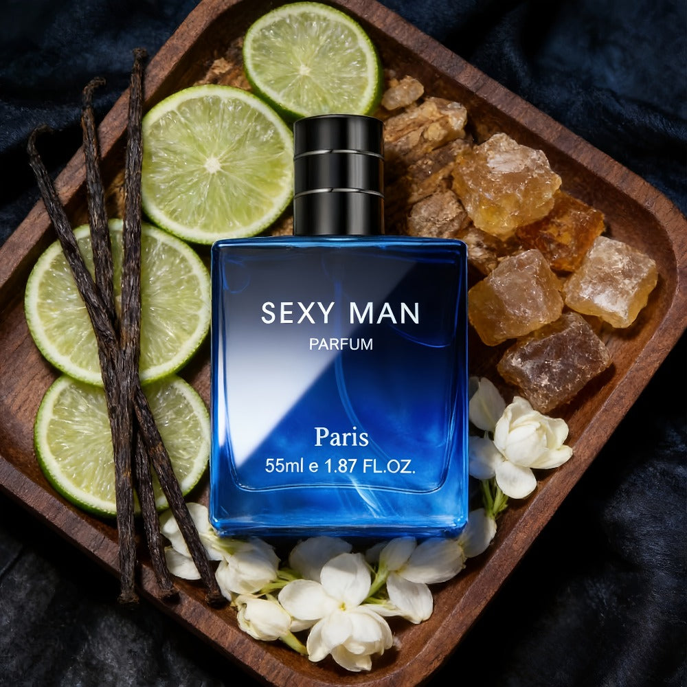 Set de Perfumes de 3 Opciones (Paquete de 2) (2 X 55 ml/1.8 oz) | Botellas con Degradado Negro/Azul | Aroma a Bergamota y Cuero | Perfecto para Inauguración de Casa y Uso Personal