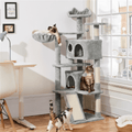 Rascador para gatos Costoffs, de 145 cm de altura, robusto árbol trepador con postes de sisal para rascar, 2 cuevas para gatos y sisal de juego para gatos