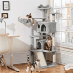 Rascador para gatos Costoffs, de 145 cm de altura, robusto árbol trepador con postes de sisal para rascar, 2 cuevas para gatos y sisal de juego para gatos