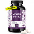 NATURALKRAFT® Vitamina D3 + K2 Premium, 20,000 UI + 200 mcg, Depot (180 Cápsulas, Dosis Alta y Vegana) – Calidad de Marca Alemana
