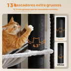 Árbol para Gatos Grande - Torre para Gatos de 170 cm de Altura para Gatos Adultos de Interior con 13 Postes de Rascado Negros Gruesos (10.9 cm), Condominio para Gatos de Múltiples Niveles, Plataforma Súper Grande y Hamacas para Maine Coon de 9 kg