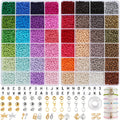 Cuentas de colores de 3 mm, juego de 48 cuentas de colores, 2 cajas, incluidas cuentas con letras, cuentas para ensartar, cuentas para manualidades de bricolaje
