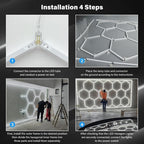 Paquete de 14 luces LED hexagonales con bordes - Luces de garaje, 680W 72420LUMEN luz blanca fría 6500K, iluminación de techo LED hexagonal para garaje, estudio, almacén, taller de detallado de autos