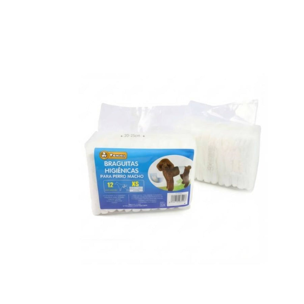 Paquete de 36 pañales desechables para perros machos, ropa interior higiénica para mascotas, suaves, absorbentes, transpirables y cómodos, disponibles en varios tamaños, XS/S/M/L, blancos.