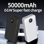 Batería externa | Batería Externa de Gran Capacidad de 50000mAh, Carga Súper Rápida, Interfaz USB/Tipo-C, Entrada/Salida, Pantalla LED de
