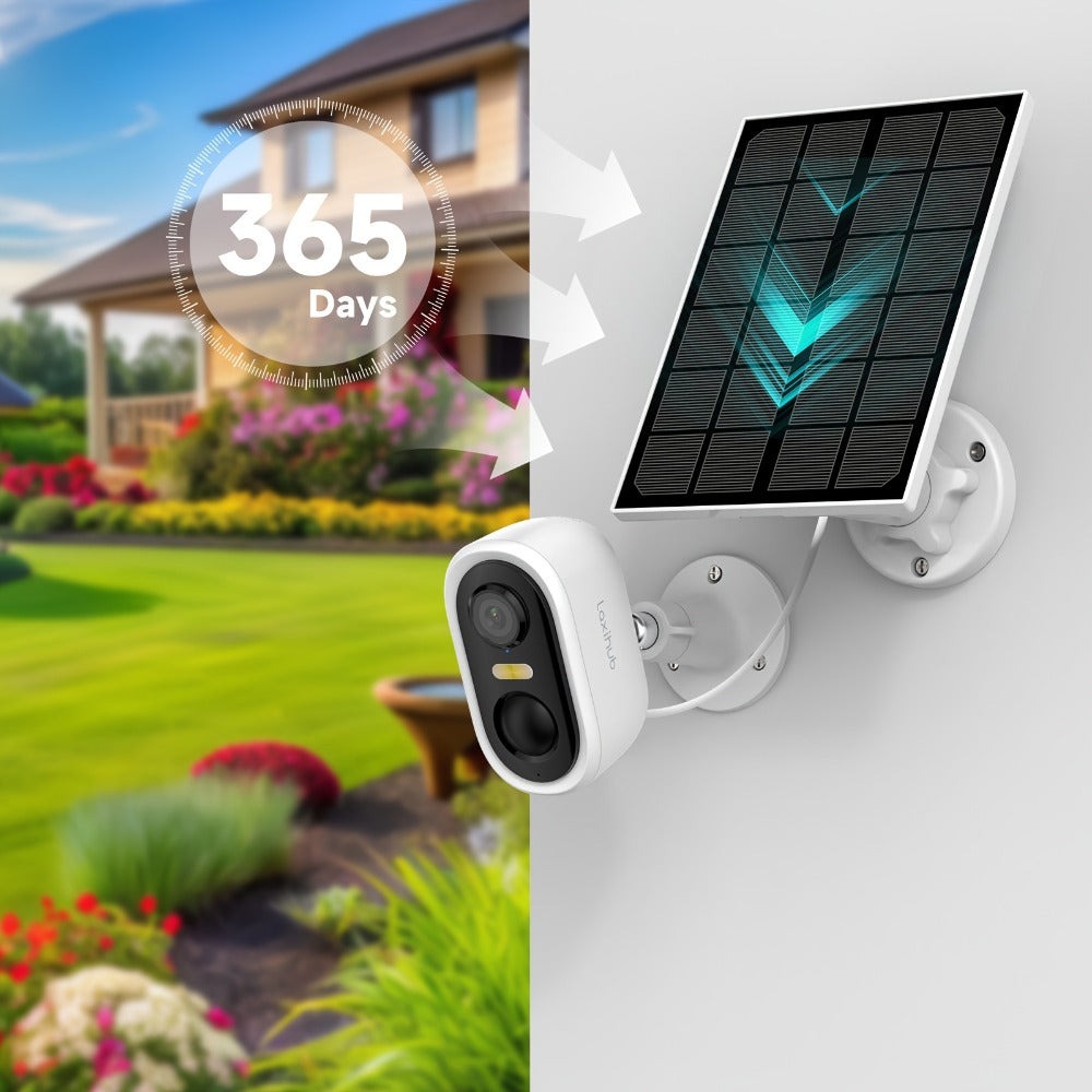 4pcs Cámara de Seguridad Solar LaxiHub, Cámara Inteligente Inalámbrica para Exteriores con Energía Solar, WiFi para Hogar, IP65, Visión Nocturna en Color, Audio Bidireccional, Seguimiento de Movimiento con IA, Control por APP